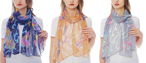 New! Chiffon Butterfly Scarves / Nouveaux! Foulards décorés de papillons en mousseline