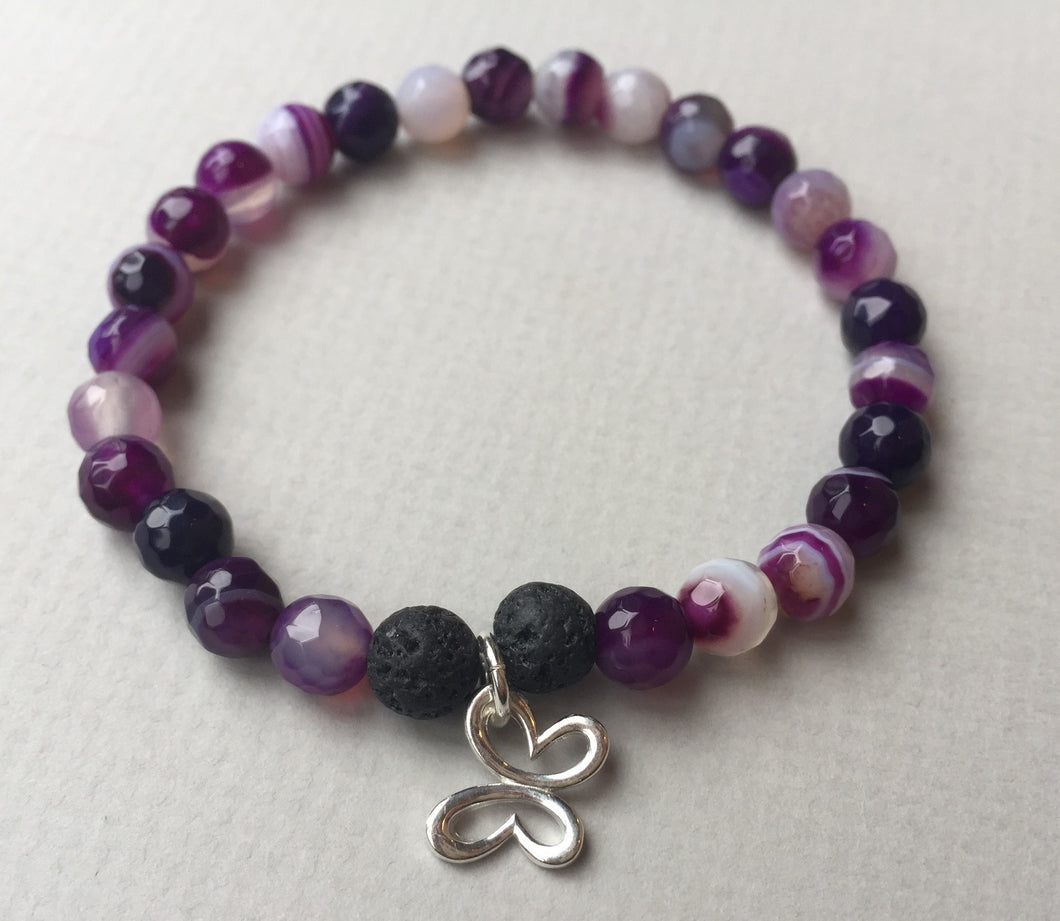 Purple Agate & Lava Butterfly Diffuser Bracelet